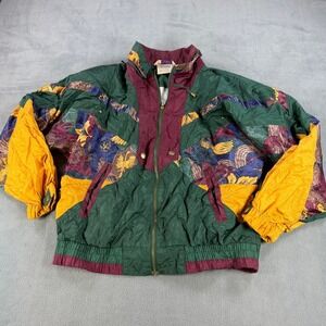 Vintage Westside Connection Windbreaker Jacket Green Gold Colorblock Heraldic M
